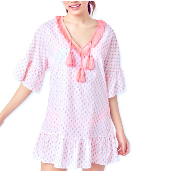 LILLY PULITZER Kipper Cover-Up Tangelo Neon XS - Picture 1 of 5